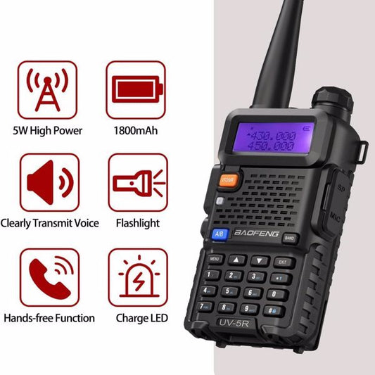 JMT-054602 Baofeng UV-5R Dual-Band Walkie Talkies with 128 Channels and Emergency Features