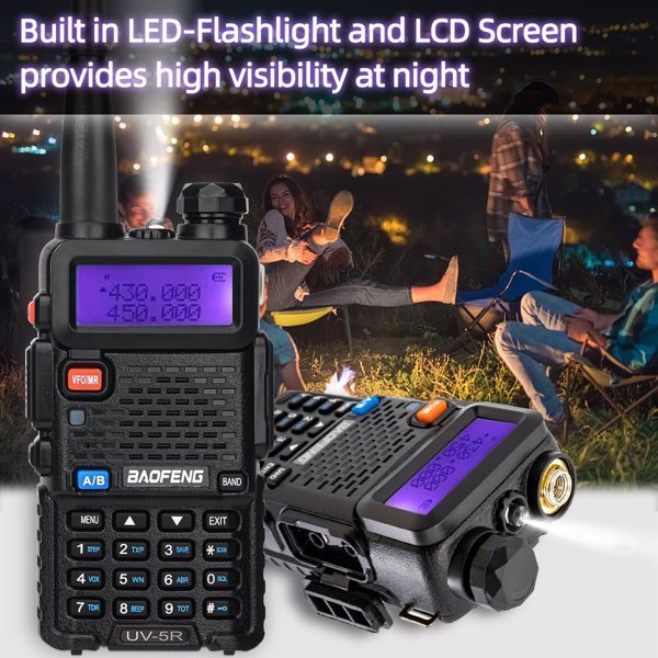 JMT-054602 Baofeng UV-5R Dual-Band Walkie Talkies with 128 Channels and Emergency Features