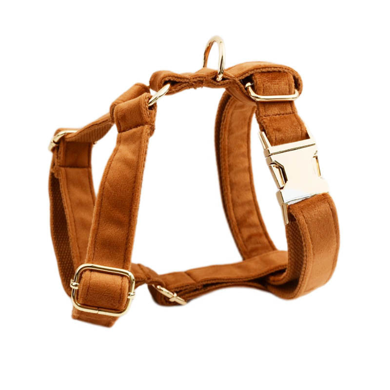 JMT-054602 Velvet Fabric Dog Collar with Accessories - Adjustable Sizes XS to XL, Includes Leash, Bow, Flower, Vest, and Poop Bag