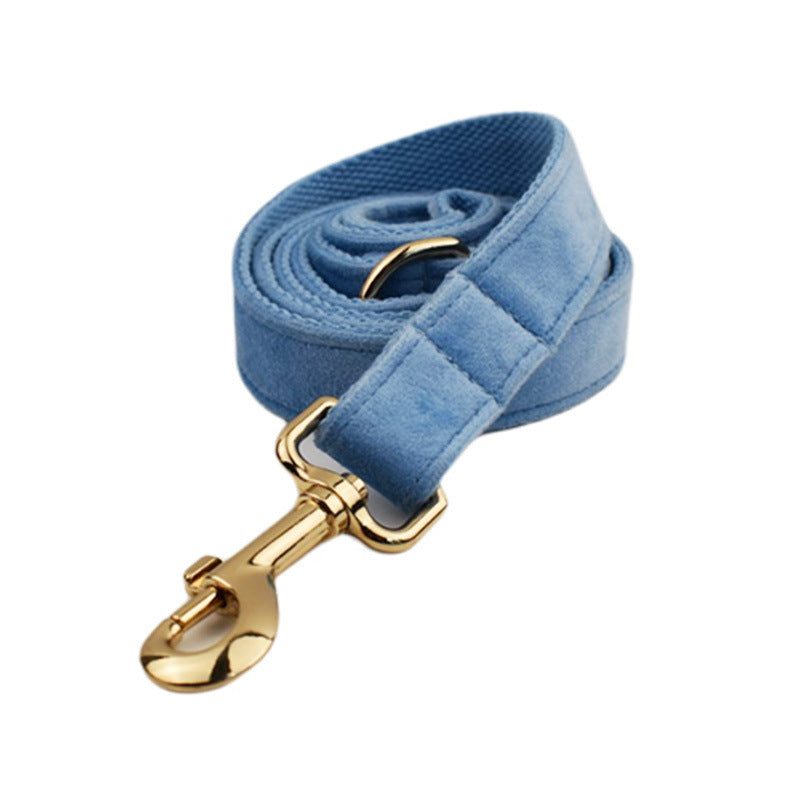 JMT-054602 Velvet Fabric Dog Collar with Accessories - Adjustable Sizes XS to XL, Includes Leash, Bow, Flower, Vest, and Poop Bag