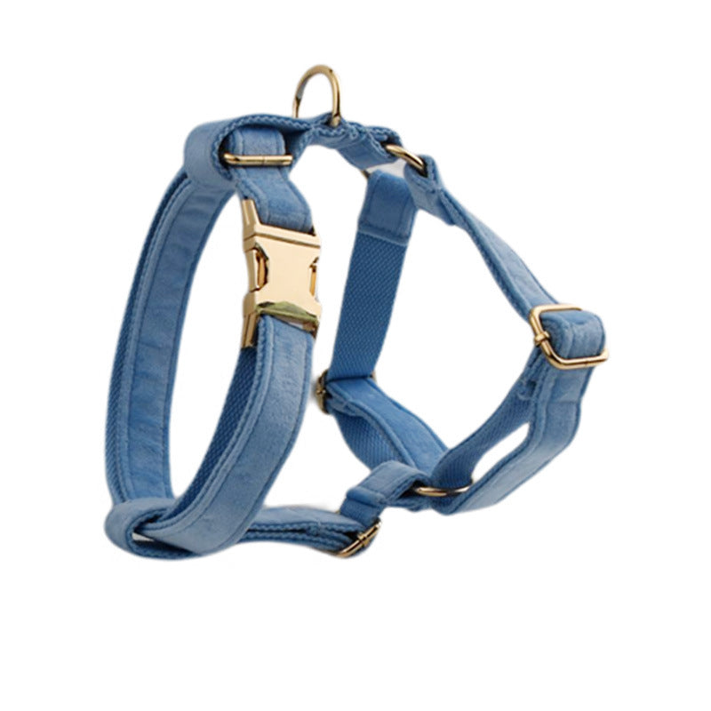 JMT-054602 Velvet Fabric Dog Collar with Accessories - Adjustable Sizes XS to XL, Includes Leash, Bow, Flower, Vest, and Poop Bag