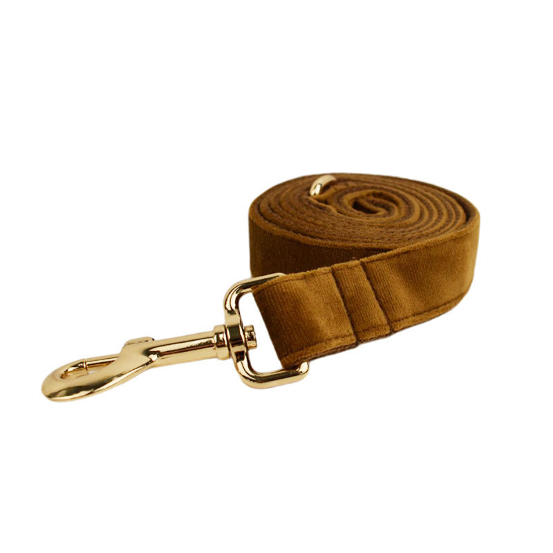 JMT-054602 Velvet Fabric Dog Collar with Accessories - Adjustable Sizes XS to XL, Includes Leash, Bow, Flower, Vest, and Poop Bag