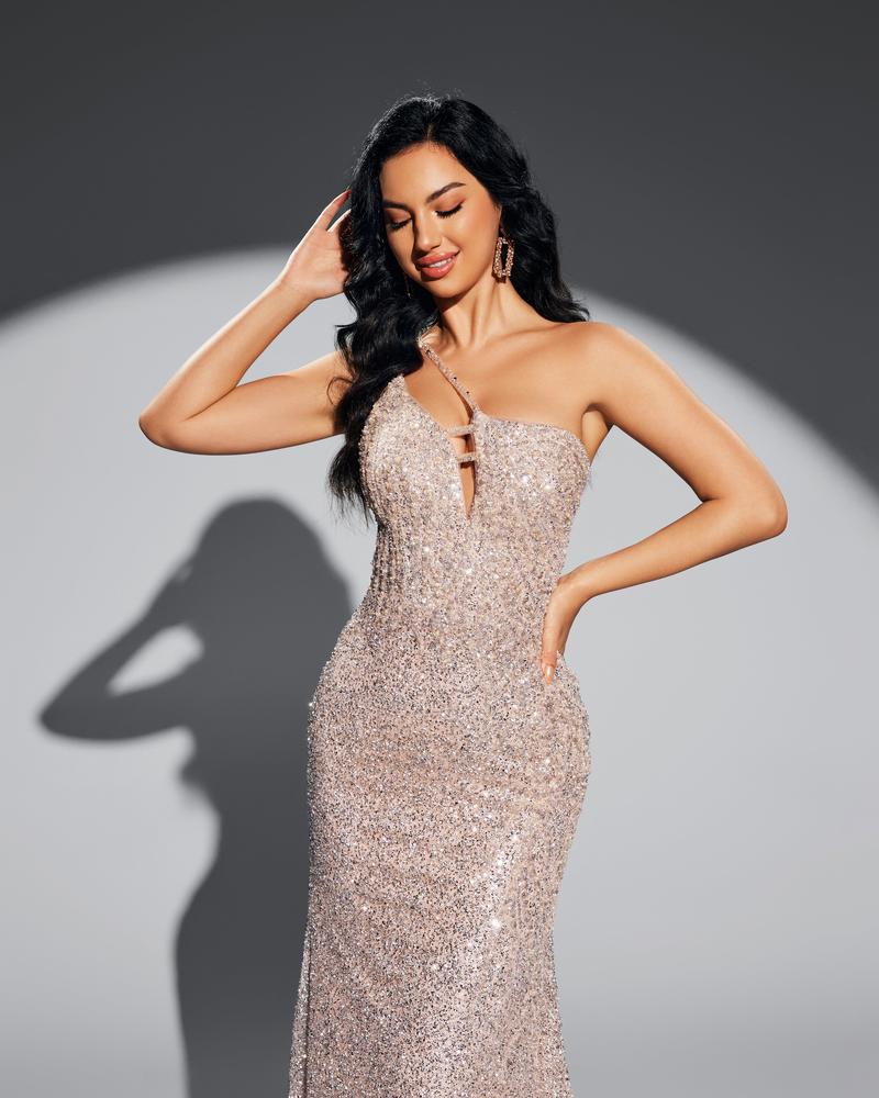 JMT-054666 Elegant Champagne Evening Dress for Special Occasions - Style SH0051