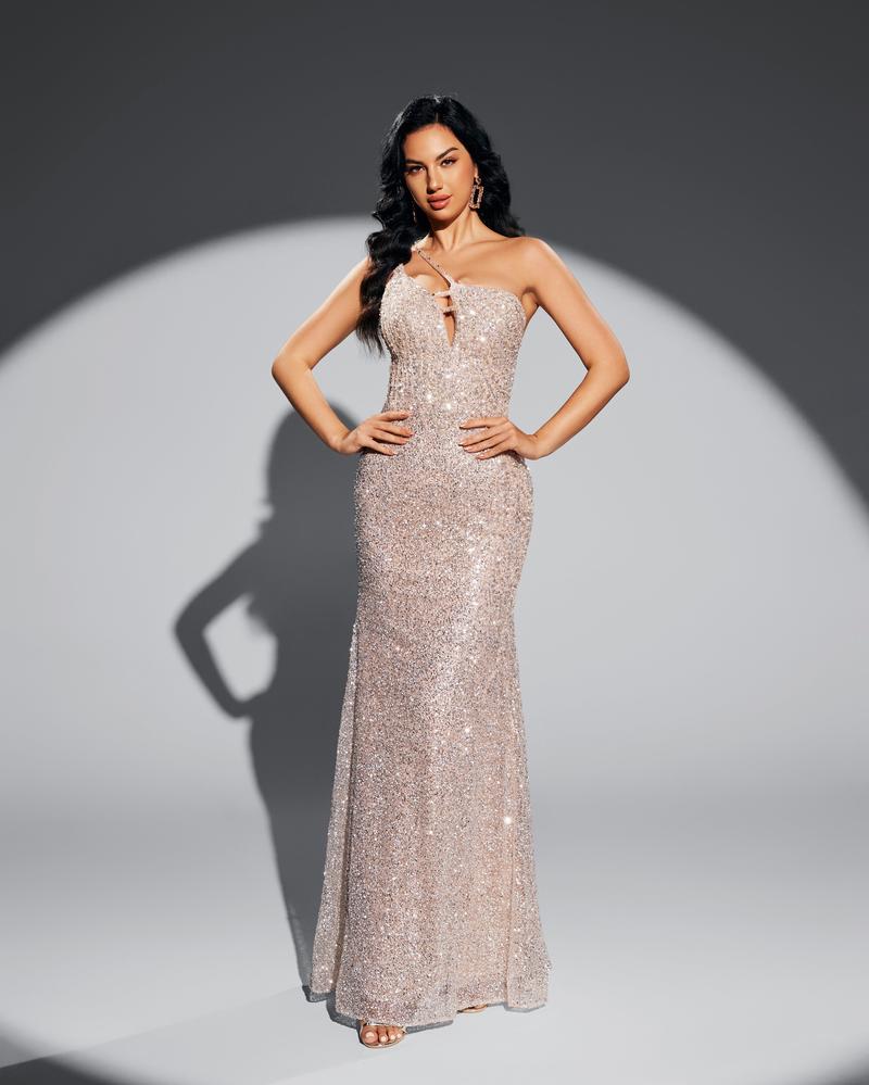 JMT-054666 Elegant Champagne Evening Dress for Special Occasions - Style SH0051