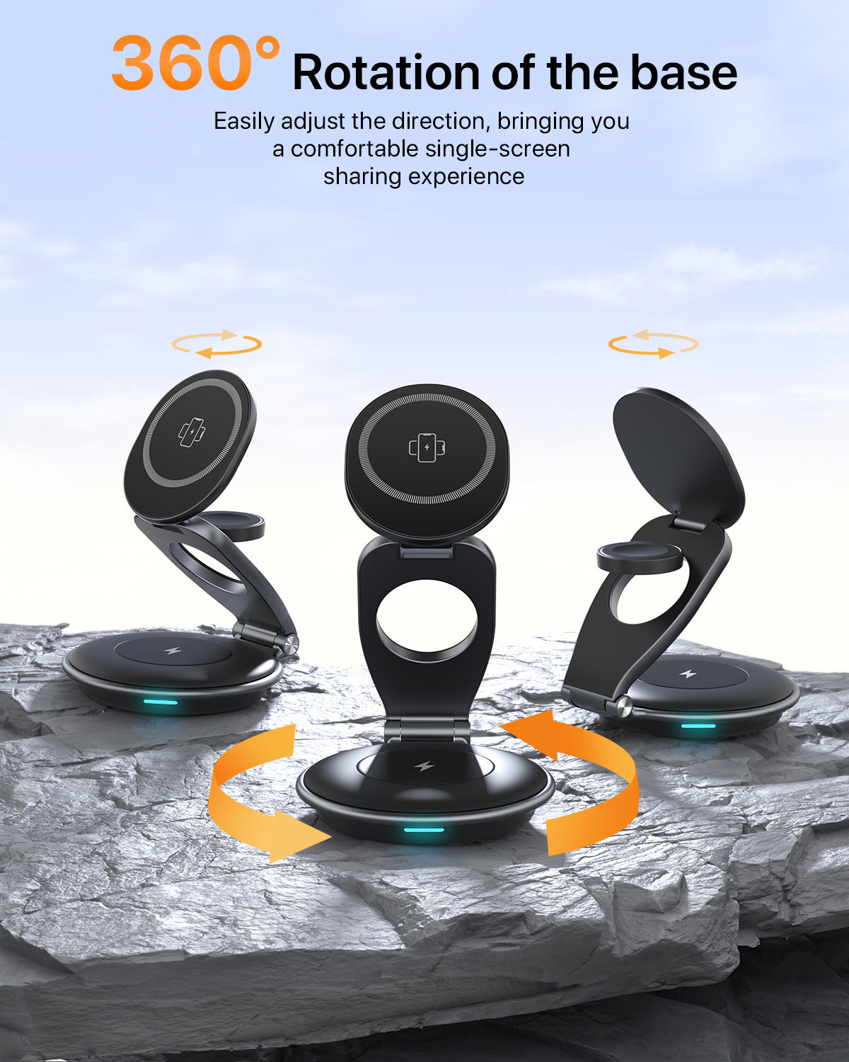 JMT-055114 3-in-1 Wireless Travel Charging Station for iPhone, AirPods, and iWatch with 30W Adapter