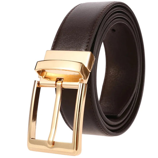 JMT-055178 Men's Leather Belt with Pin Buckle - Model LY35-21785-3