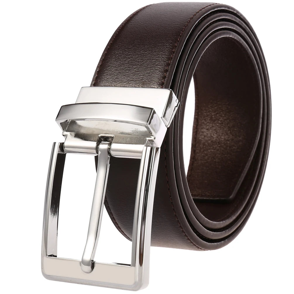 JMT-055178 Men's Leather Belt with Pin Buckle - Model LY35-21785-3