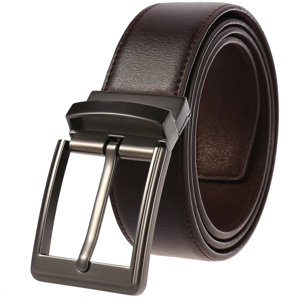 JMT-055178 Men's Leather Belt with Pin Buckle - Model LY35-21785-3