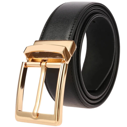 JMT-055178 Men's Leather Belt with Pin Buckle - Model LY35-21785-3