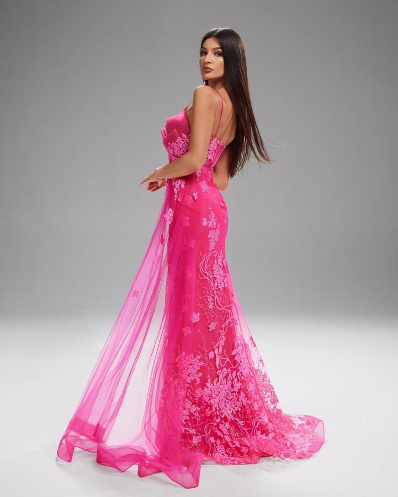JMT-055498 Rose Pink Women's Evening Gown with Elegant Design and Flowing Silhouette