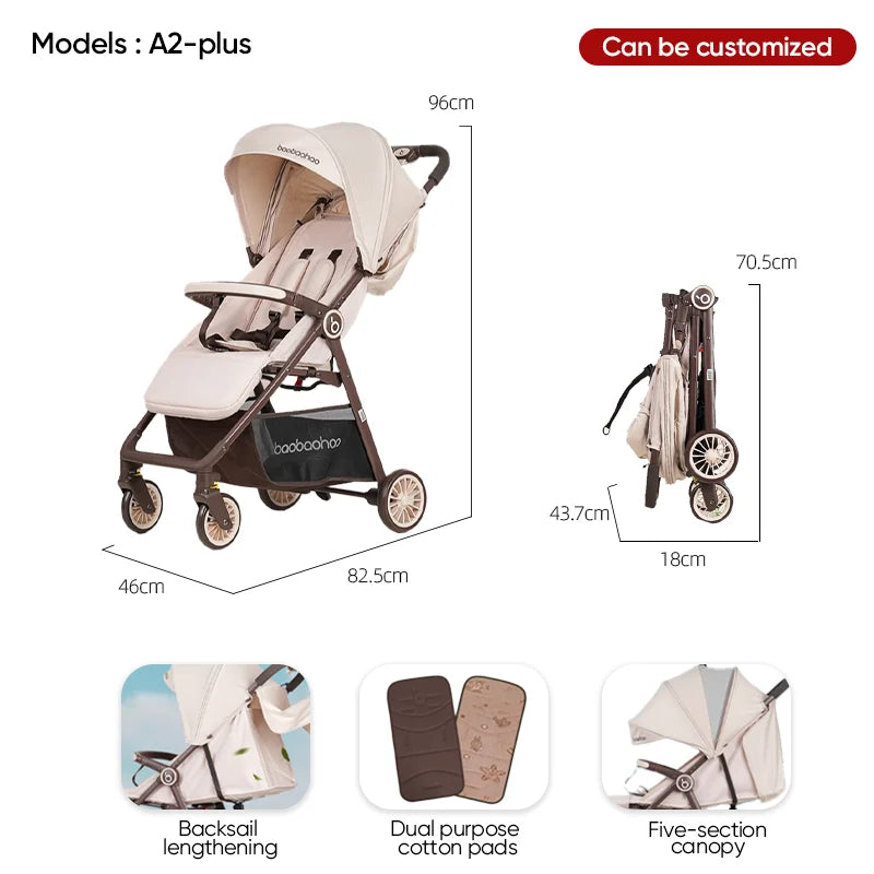 JMT-055562 Lightweight Foldable Baby Stroller Pram for Travel - Compact Pushchair for Infants