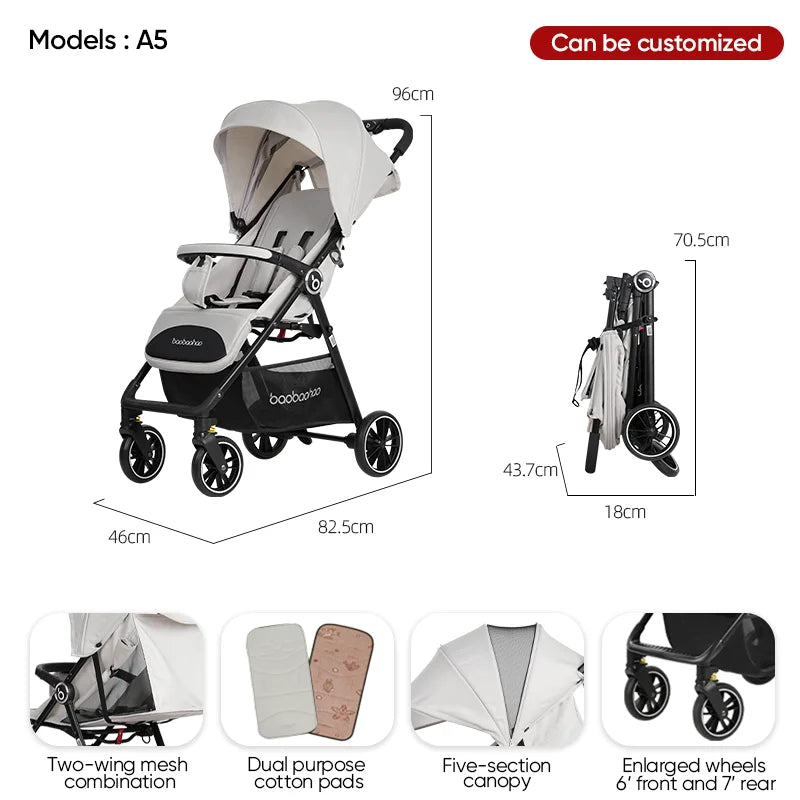 JMT-055562 Lightweight Foldable Baby Stroller Pram for Travel - Compact Pushchair for Infants