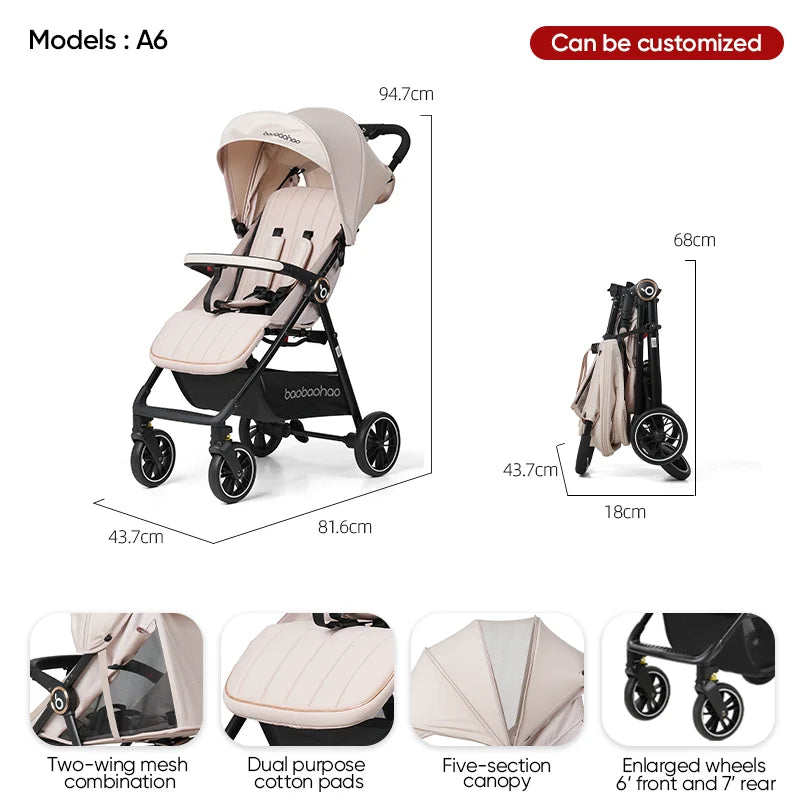 JMT-055562 Lightweight Foldable Baby Stroller Pram for Travel - Compact Pushchair for Infants