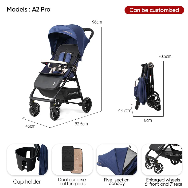 JMT-055562 Lightweight Foldable Baby Stroller Pram for Travel - Compact Pushchair for Infants