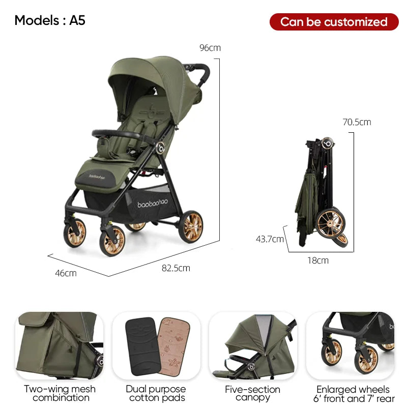 JMT-055562 Lightweight Foldable Baby Stroller Pram for Travel - Compact Pushchair for Infants