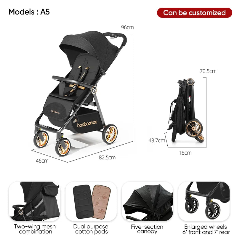 JMT-055562 Lightweight Foldable Baby Stroller Pram for Travel - Compact Pushchair for Infants