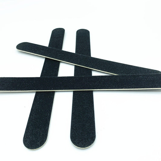 JMT-055882 Double-Sided Black Veneer Nail File Strips - 17.8cm Wood and Sandpaper Manicure Tool
