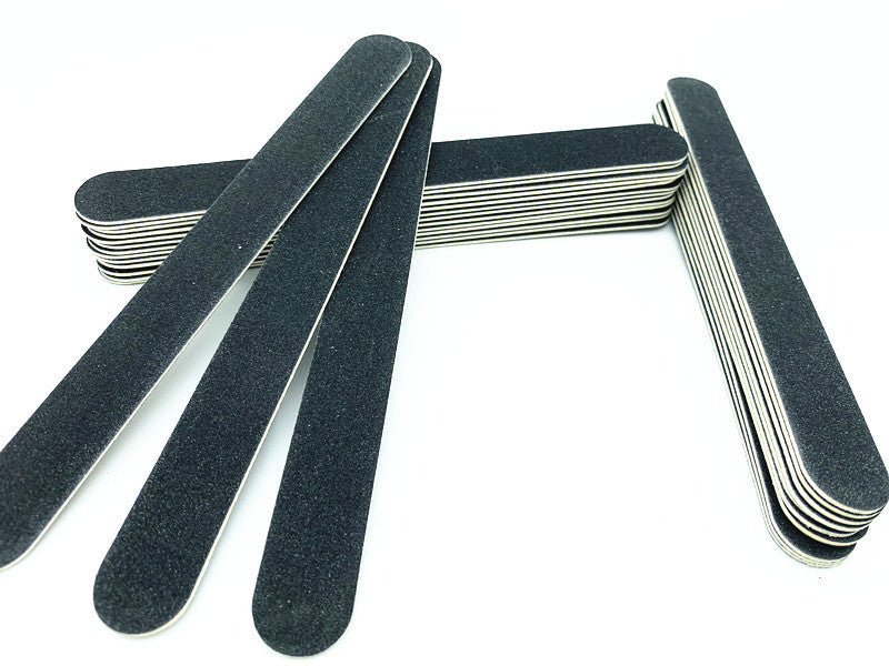 JMT-055882 Double-Sided Black Veneer Nail File Strips - 17.8cm Wood and Sandpaper Manicure Tool