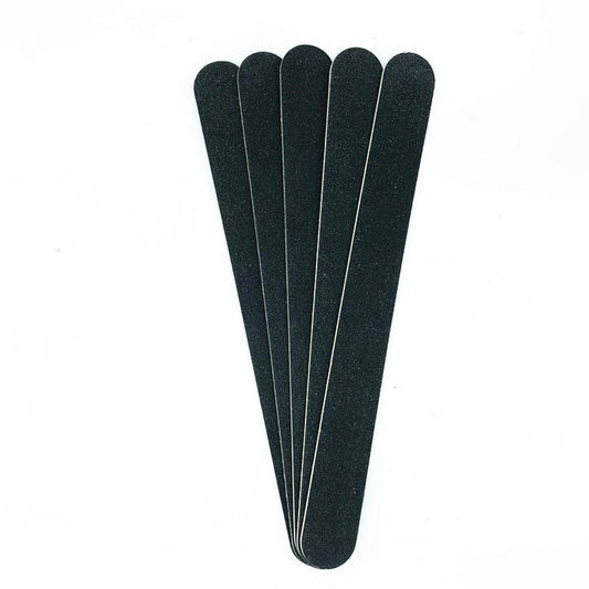 JMT-055882 Double-Sided Black Veneer Nail File Strips - 17.8cm Wood and Sandpaper Manicure Tool
