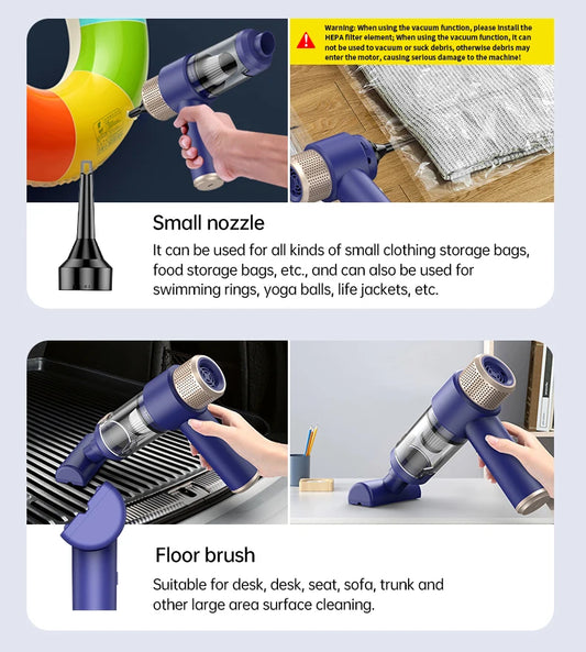 JMT-055882 Wireless Handheld Car Vacuum Cleaner & Air Duster - 2-in-1 Portable Cleaning Solution