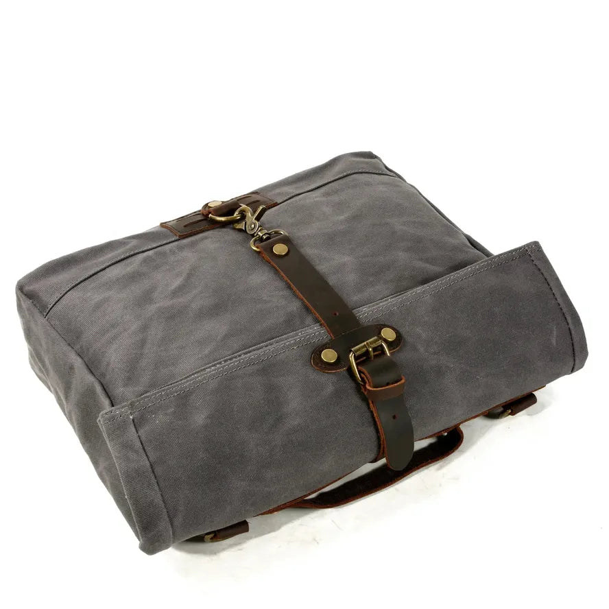 JMT-055946 Vintage Waxed Canvas Messenger Cross Body Shoulder Bag 6060, Durable Canvas with Cowhide Accents, Ideal for Travel and Daily Use