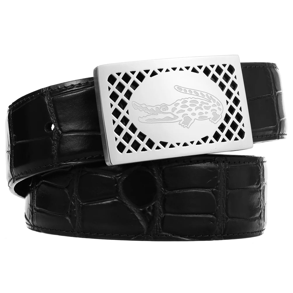 JMT-056330 Leather Belt with Stainless Steel Buckle - 3.8CM Width, First Layer Cowhide, Model LY38-61511-8