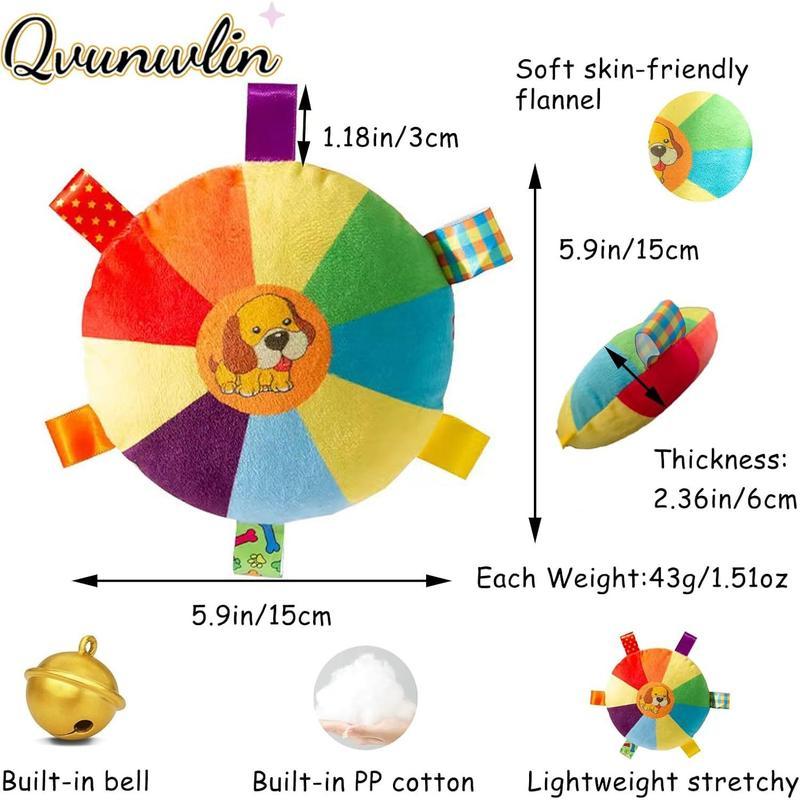 JMT-056394 Interactive Plush Dog Flying Disc Chew Toy with Bells - Washable and Bite-Resistant Tug-of-War Pet Accessory