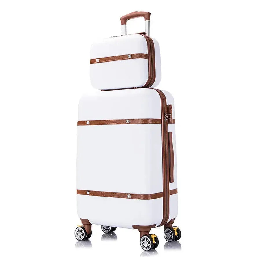 JMT-056522 Vintage 2-Piece Trolley Luggage Set with Hard Wheels, 20"-26" Travel Suitcase