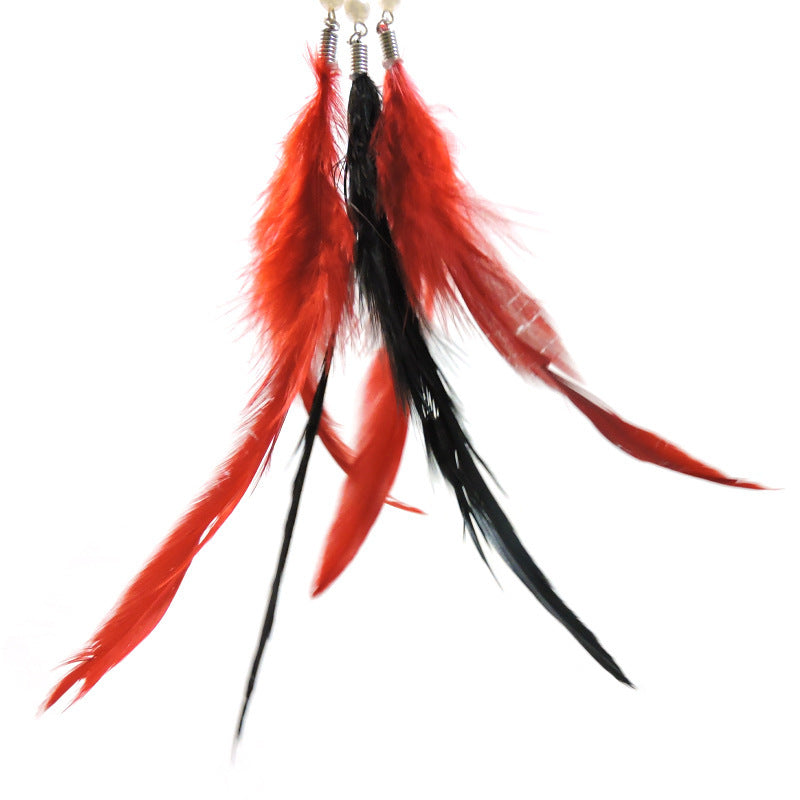 JMT-056714 Feather Wand with Metal and Plastic Rods for Engaging Cat Playtime