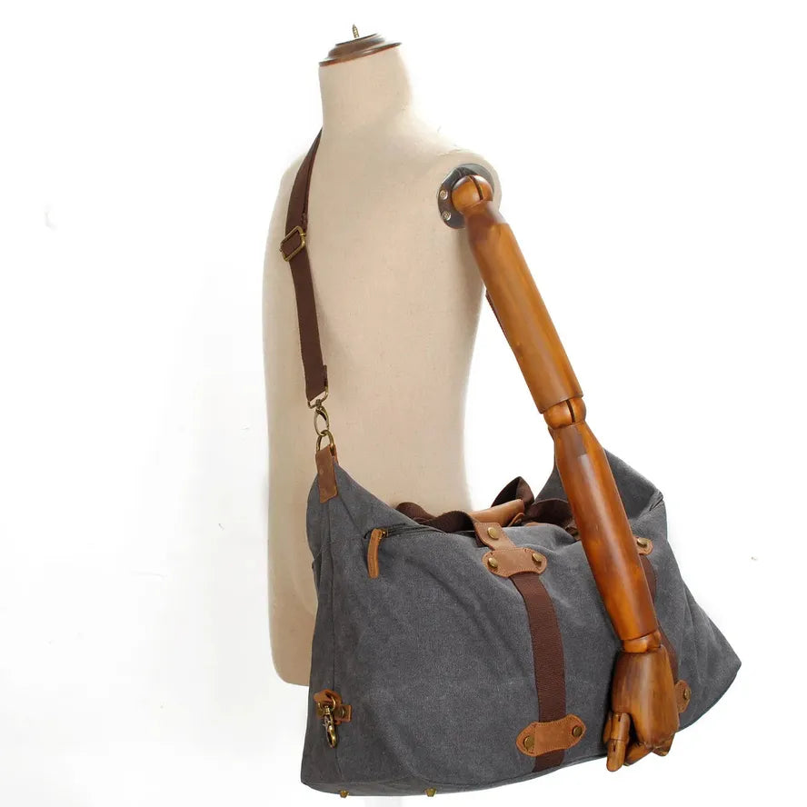 JMT-056970 Retro Canvas Sports Duffle Bag with Zipper Closure - Lightweight & Durable Travel Tote in Multiple Colours