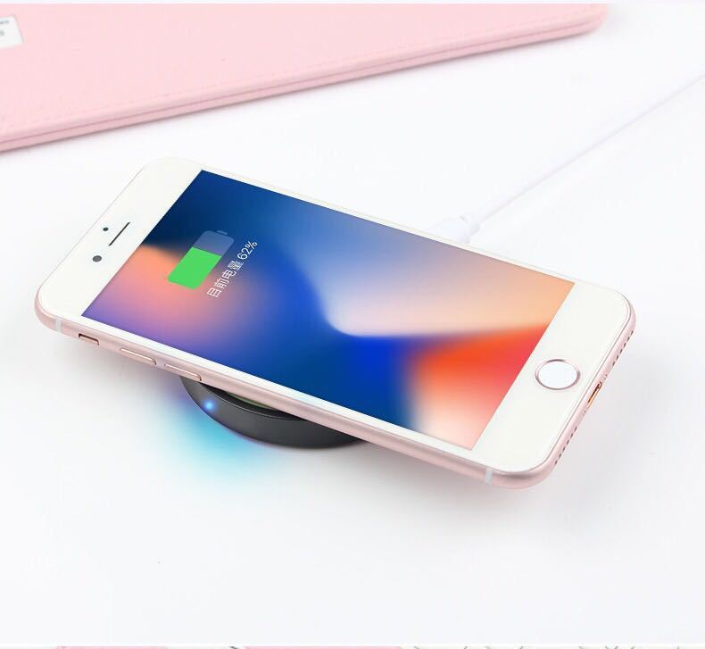 JMT-057418 Compact Qi Wireless Charger Base for Mobile Phones - 5W, ABS Shell, 69*69*9mm