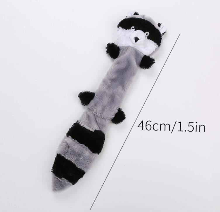 JMT-057546 Unstuffed Squeaky Dog Toys for Small & Medium Breeds - Plush Fox, Raccoon & Squirrel Chew Toys