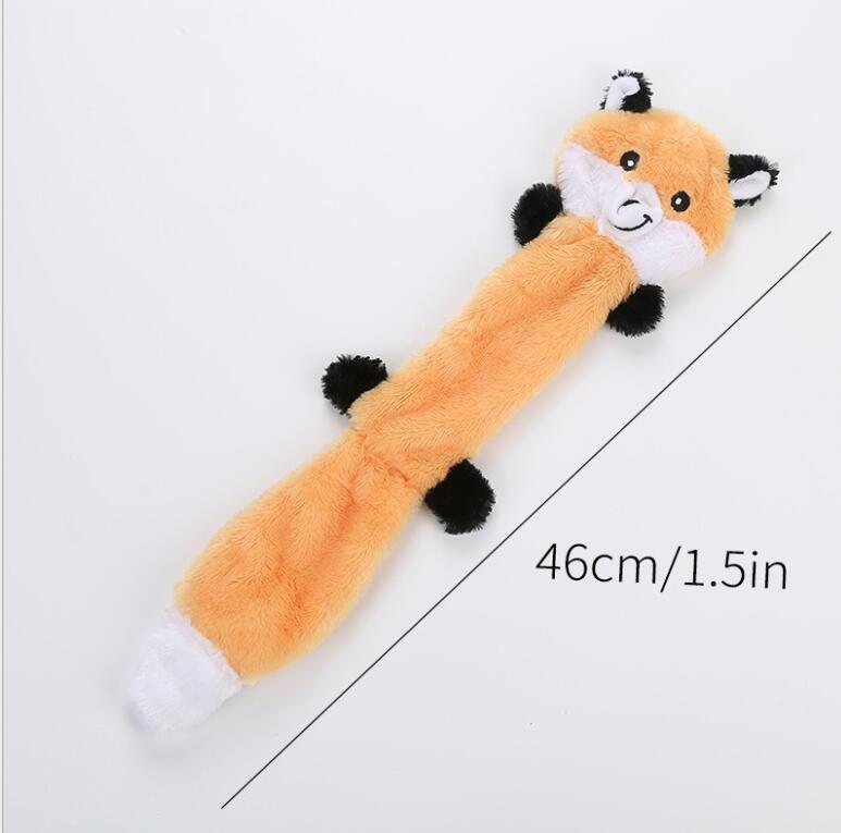 JMT-057546 Unstuffed Squeaky Dog Toys for Small & Medium Breeds - Plush Fox, Raccoon & Squirrel Chew Toys