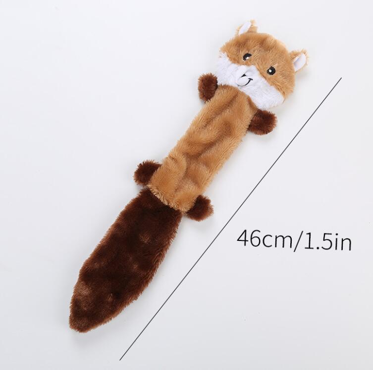 JMT-057546 Unstuffed Squeaky Dog Toys for Small & Medium Breeds - Plush Fox, Raccoon & Squirrel Chew Toys