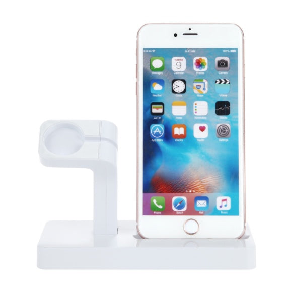 JMT-057738 2-In-1 Charging Dock Station for iPhone and Apple Watch, ABS Stand with Anti-Slip Design, Compatible with Multiple iPhone Models