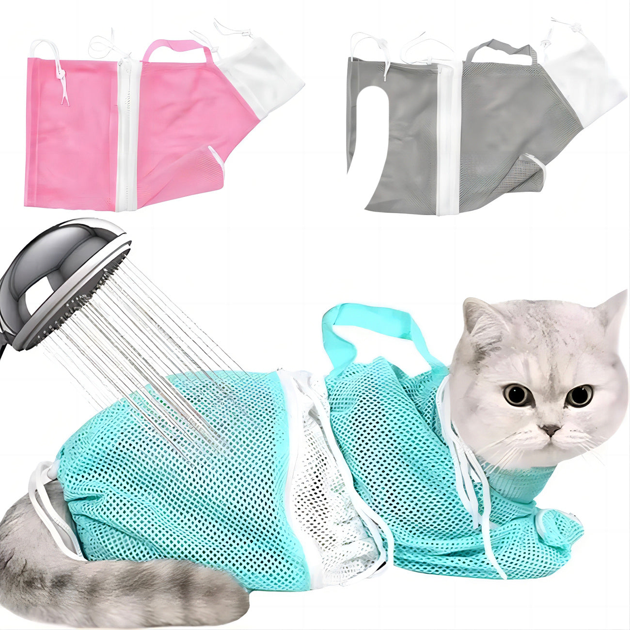 JMT-057802 Pet Grooming Shower Bag - Adjustable Mesh Restraint for Bathing and Nail Trimming, Scratch Prevention