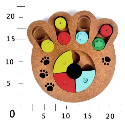JMT-057866 Multi-Functional Wooden Puzzle Toy for Dogs – Interactive Play & Feeding with Paw and Bone Designs
