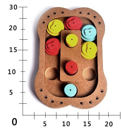 JMT-057866 Multi-Functional Wooden Puzzle Toy for Dogs – Interactive Play & Feeding with Paw and Bone Designs