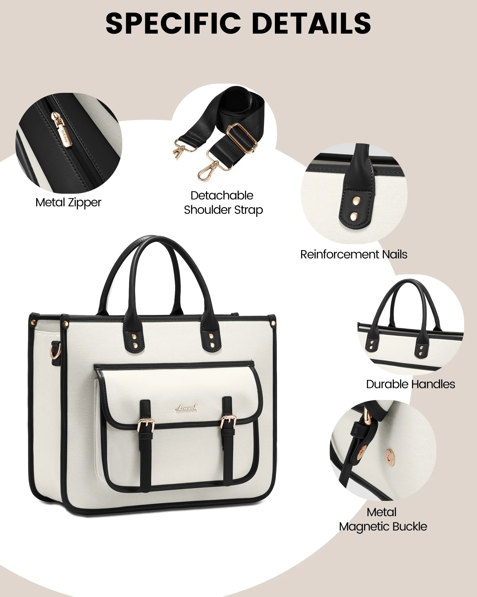JMT-058698 Leather Canvas Laptop Bag for 15.6-Inch Laptops - Versatile Shoulder Messenger Tote with Purse