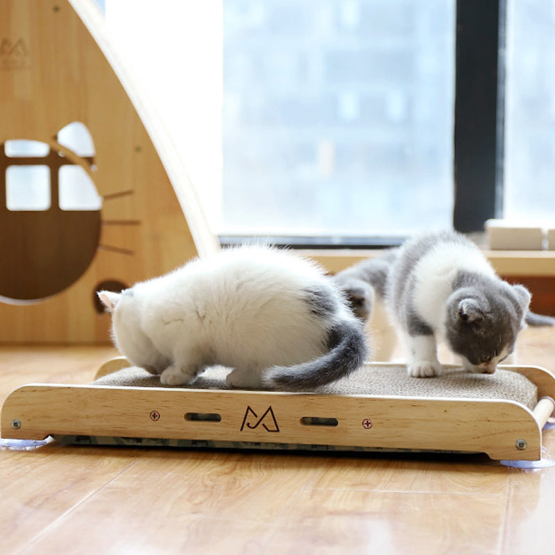 JMT-058890 Vertical Cat Scratcher - Solid Wood Design with Corrugated Paper, 1000g