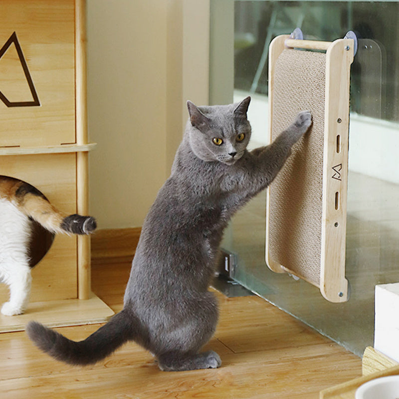 JMT-058890 Vertical Cat Scratcher - Solid Wood Design with Corrugated Paper, 1000g