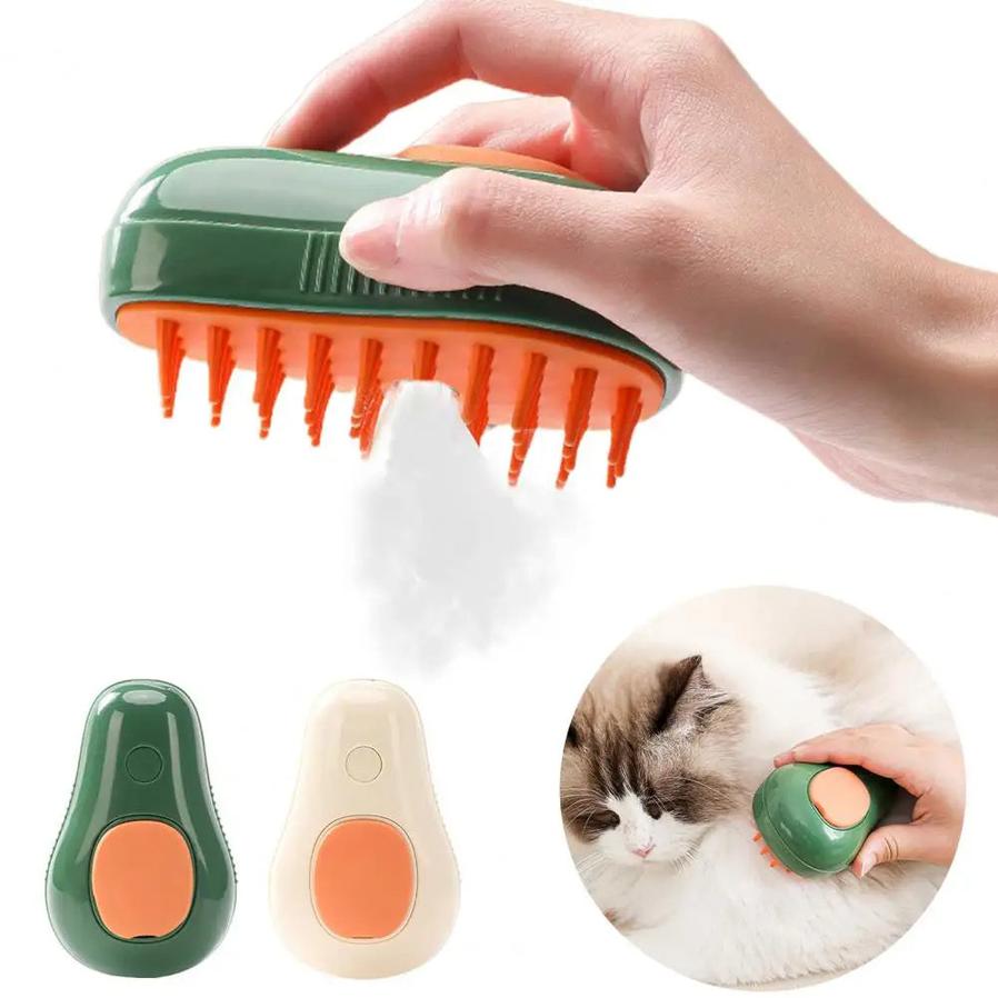 JMT-058954 Electric Self-Cleaning Avocado-Shaped Grooming Brush with Steam for Cats and Dogs