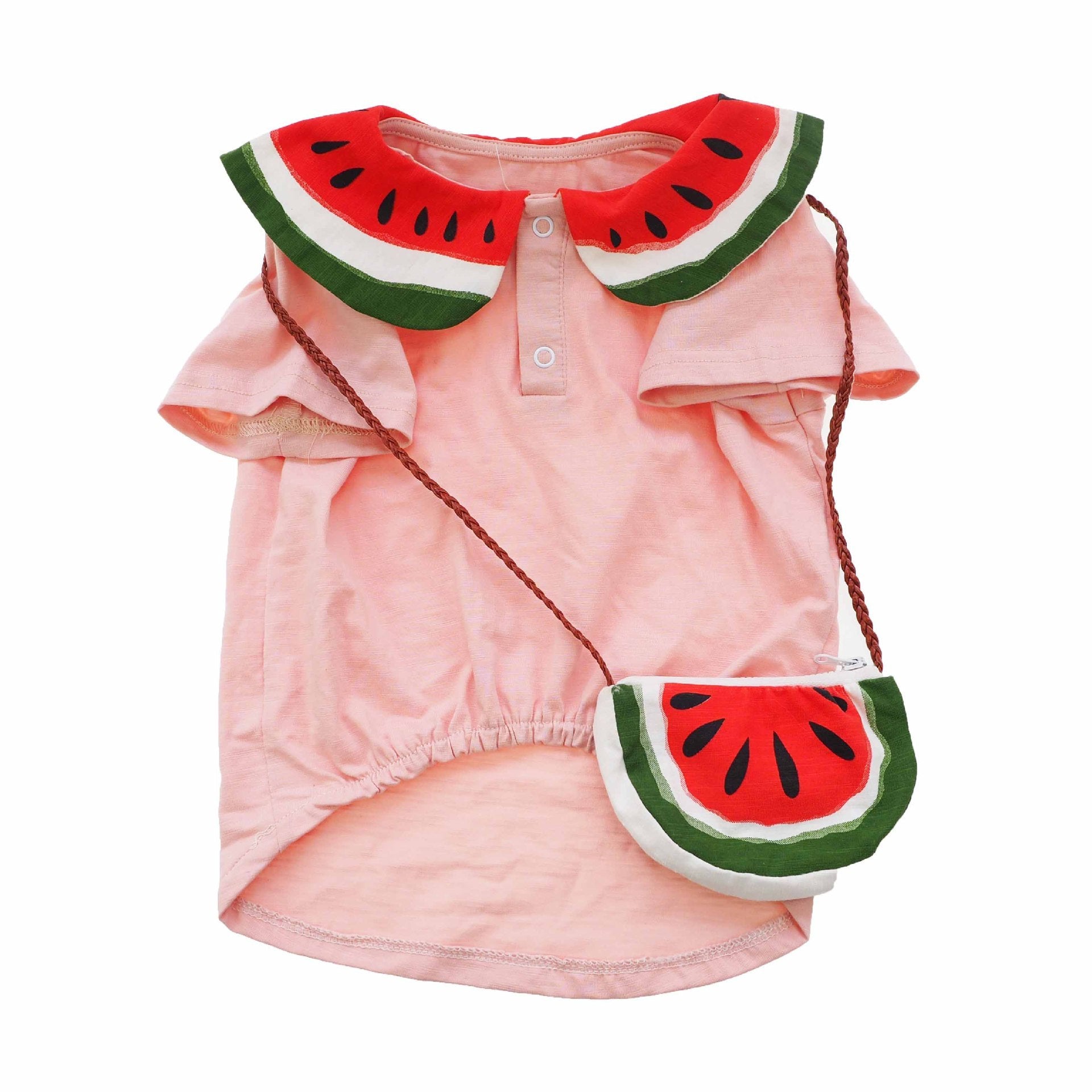 JMT-059658 Breathable Cotton Watermelon Dog Outfit with Matching Bag for All Sizes