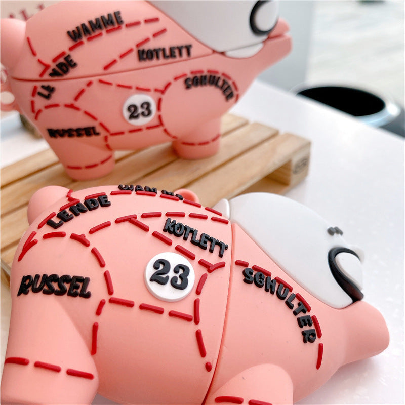 JMT-059850 Pink Pig Silicone Earphone Sleeve for AirPods 1/2 and Pro 3 with Hook