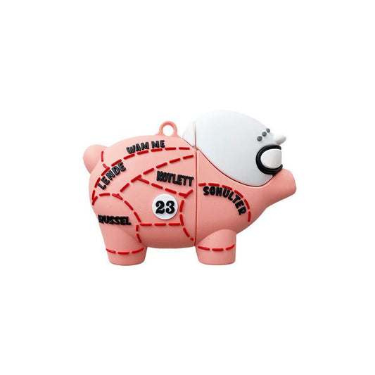 JMT-059850 Pink Pig Silicone Earphone Sleeve for AirPods 1/2 and Pro 3 with Hook