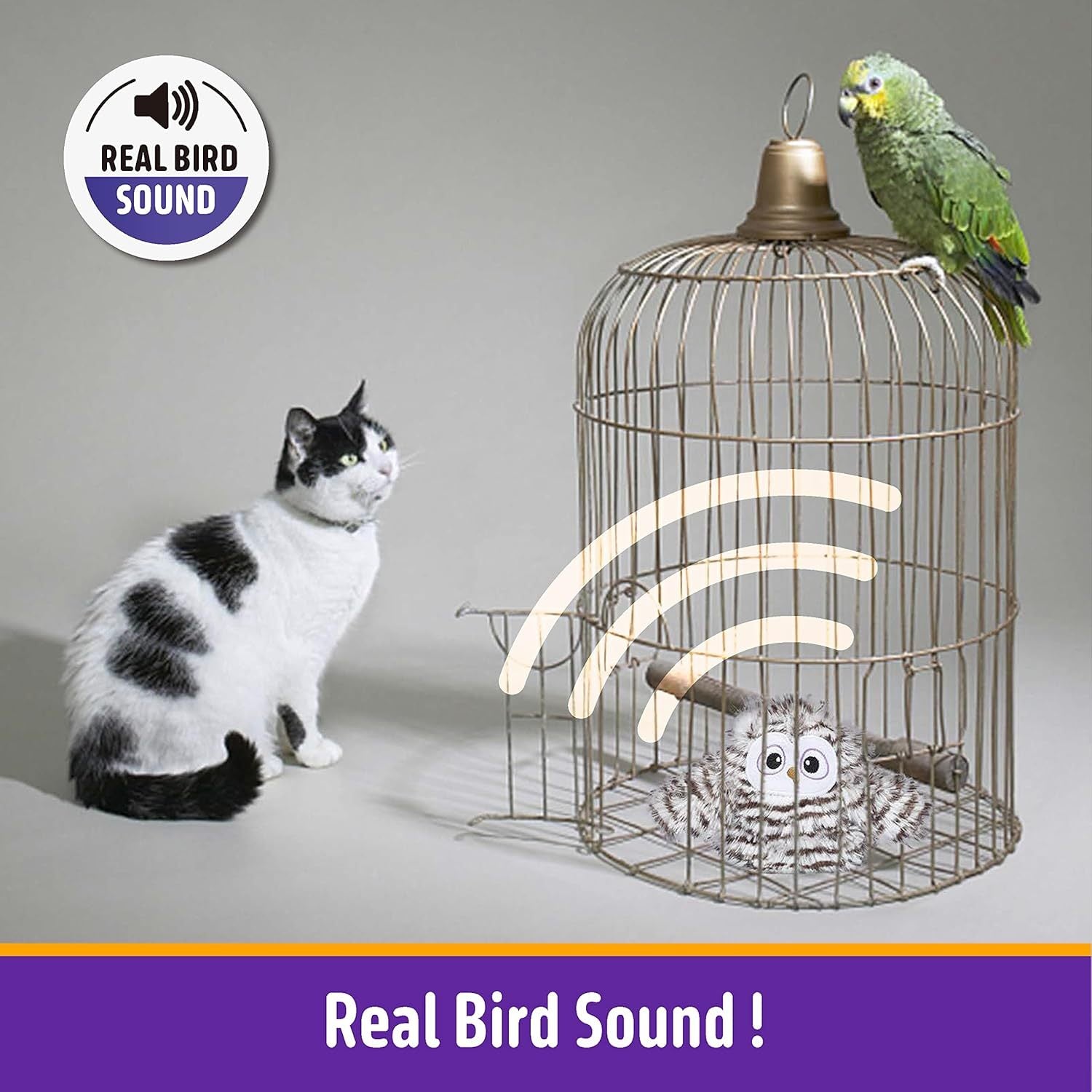 JMT-059850 Rechargeable Automatic Cat Toy - Interactive Owl with Catnip, Flapping Wings & Melodic Sounds for Indoor Play