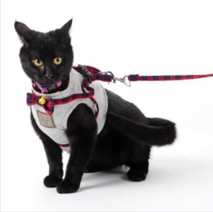 JMT-060362 Kitty Cat Harness with Leash - Comfortable Knitted Fabric & Cotton Cloth - Multiple Sizes Available