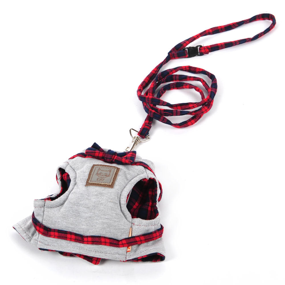 JMT-060362 Kitty Cat Harness with Leash - Comfortable Knitted Fabric & Cotton Cloth - Multiple Sizes Available