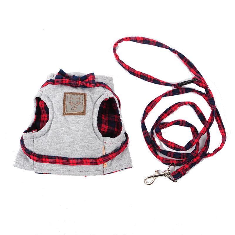 JMT-060362 Kitty Cat Harness with Leash - Comfortable Knitted Fabric & Cotton Cloth - Multiple Sizes Available