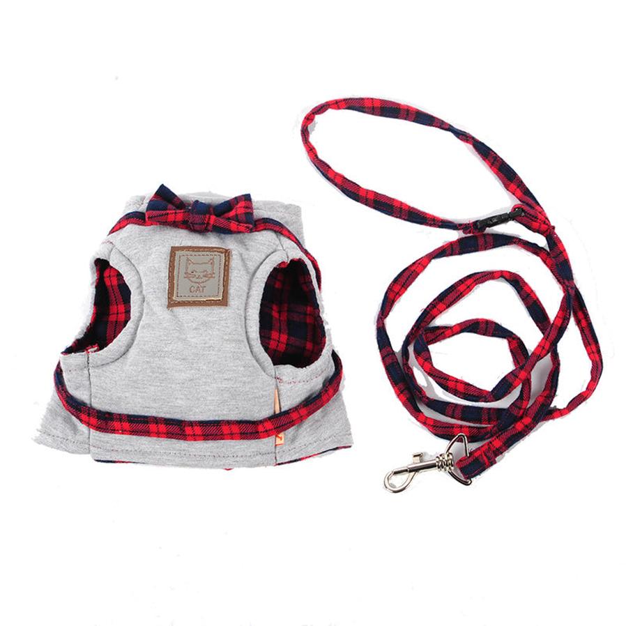 JMT-060362 Kitty Cat Harness with Leash - Comfortable Knitted Fabric & Cotton Cloth - Multiple Sizes Available